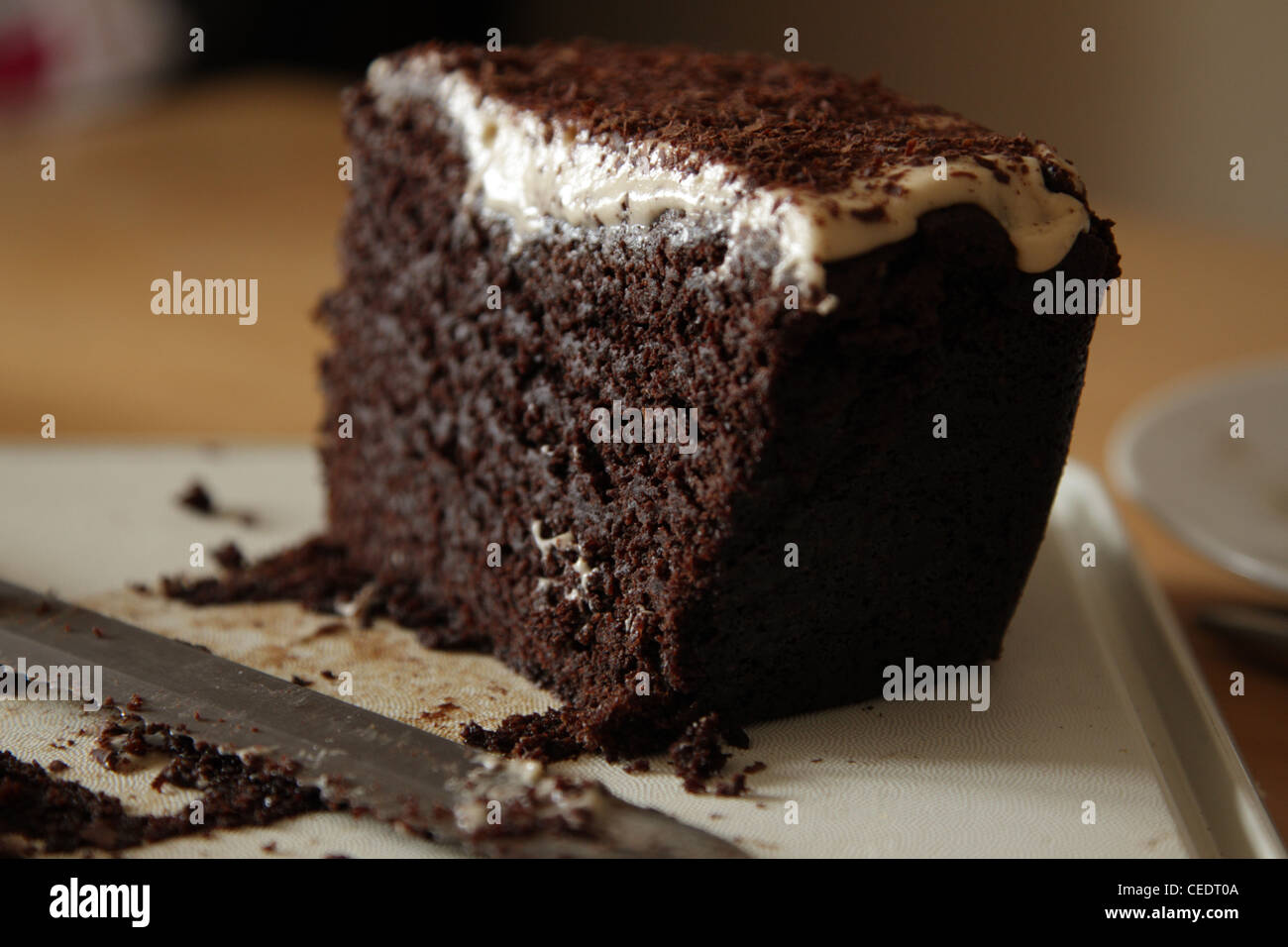Pezzo di torta al cioccolato Foto Stock