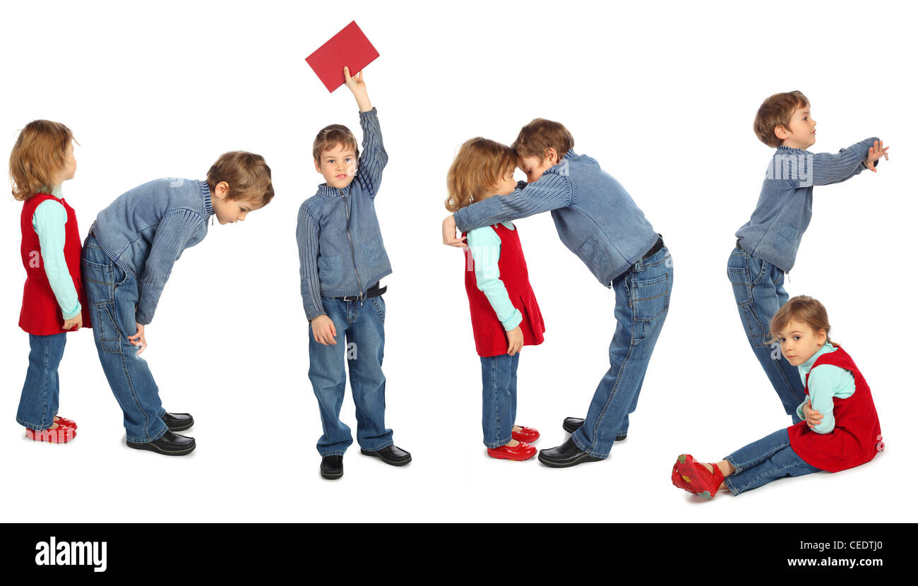 Un ragazzo e una ragazza rendendo parola KIDS Foto Stock