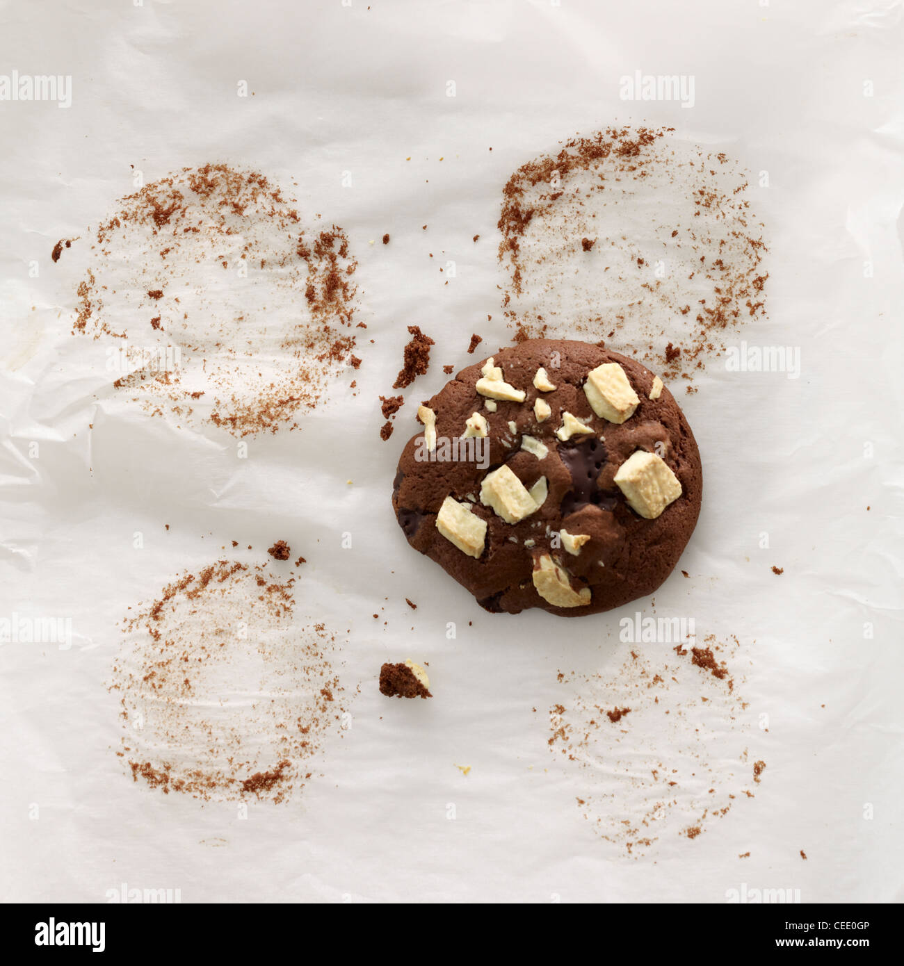 Biscotti al cioccolato sulla carta da forno Foto Stock