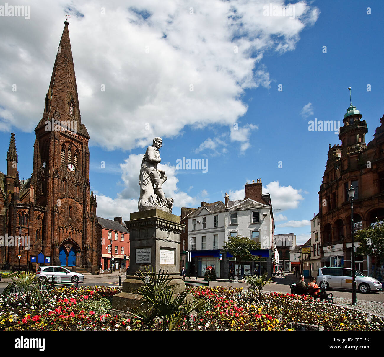 Robert Burns statua in Dumfries Foto Stock