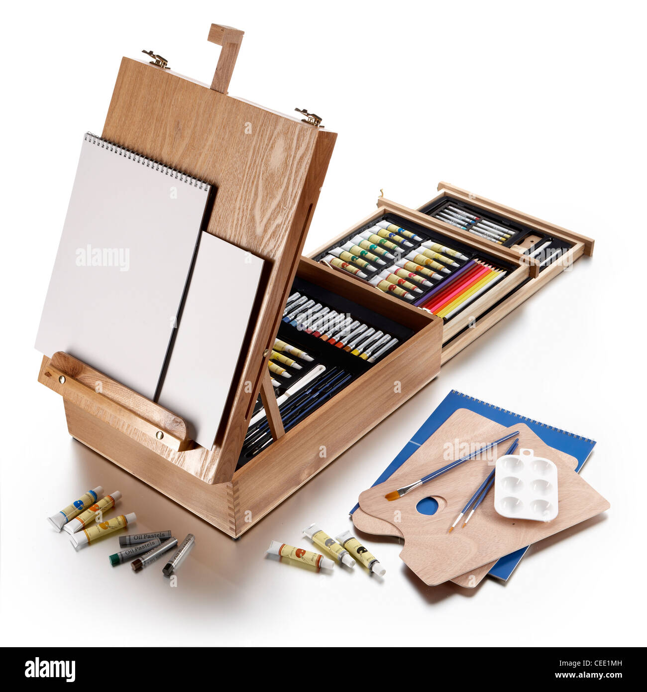 set di pittura easel disegnare disegno disegno artistico Foto Stock