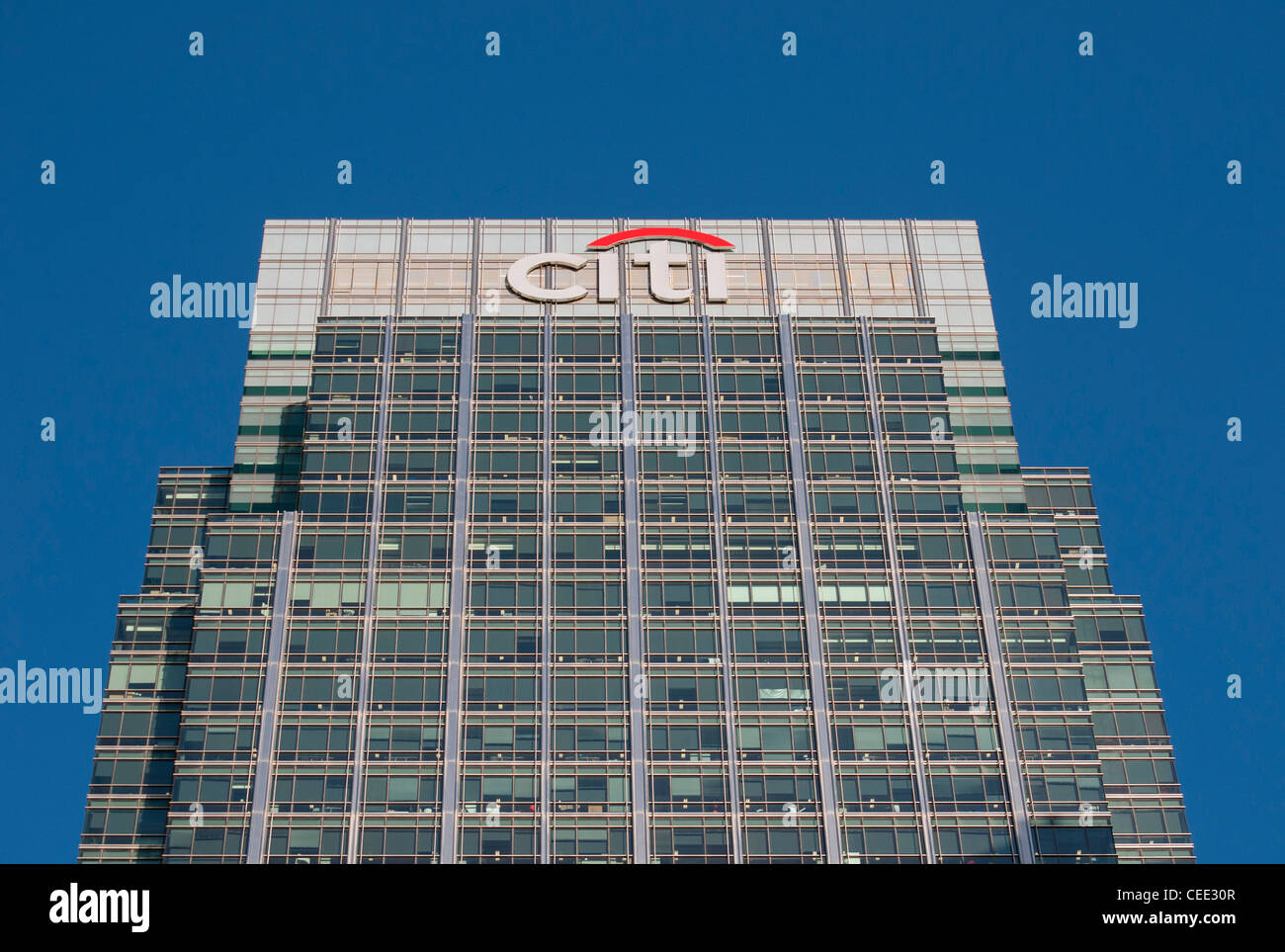 Torre di uffici di Citigroup centro EMEA (CGC2) a 25 Canada Square da Cesar Pelli, ultimati nel 2001, Canary Wharf, Docklands, Londra Foto Stock