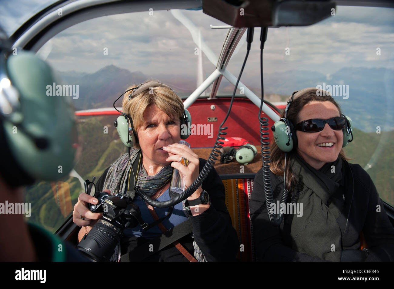 Scenic sightseeing aria volo su Mont Blanc da Megève Megève aeroporto. Il francese Rodano Alpi. Il sud della Francia. L'Europa. Unione Europea Foto Stock