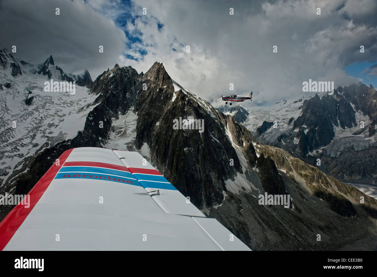 Visite turistiche volo in aeroplano sopra il massiccio del Monte Bianco, Rhone-Alp[es regione, Francia Foto Stock