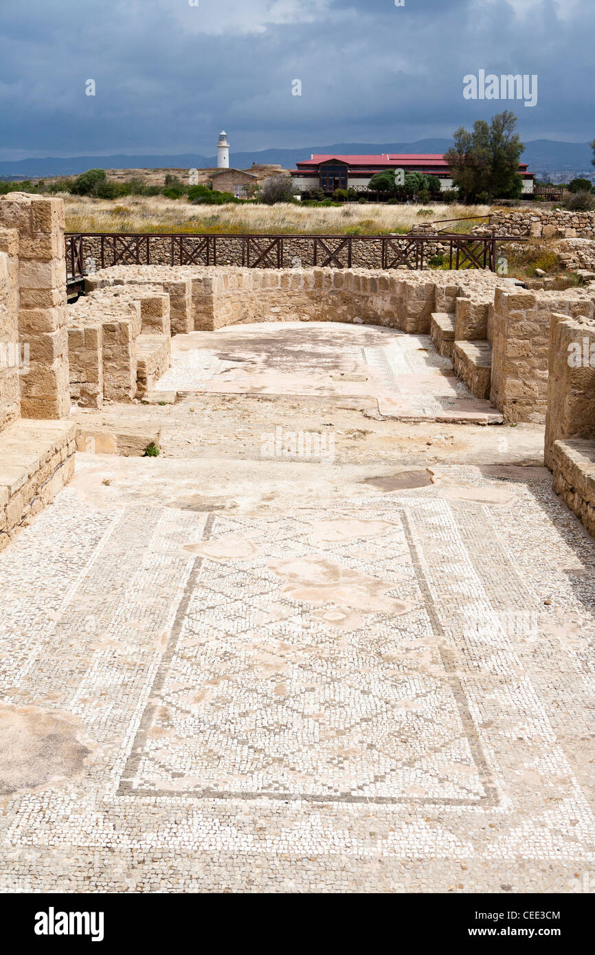 Mosaici in casa di Teseo Casa di Dioniso, le tombe dei re, Pafos Paphos, Cipro Foto Stock