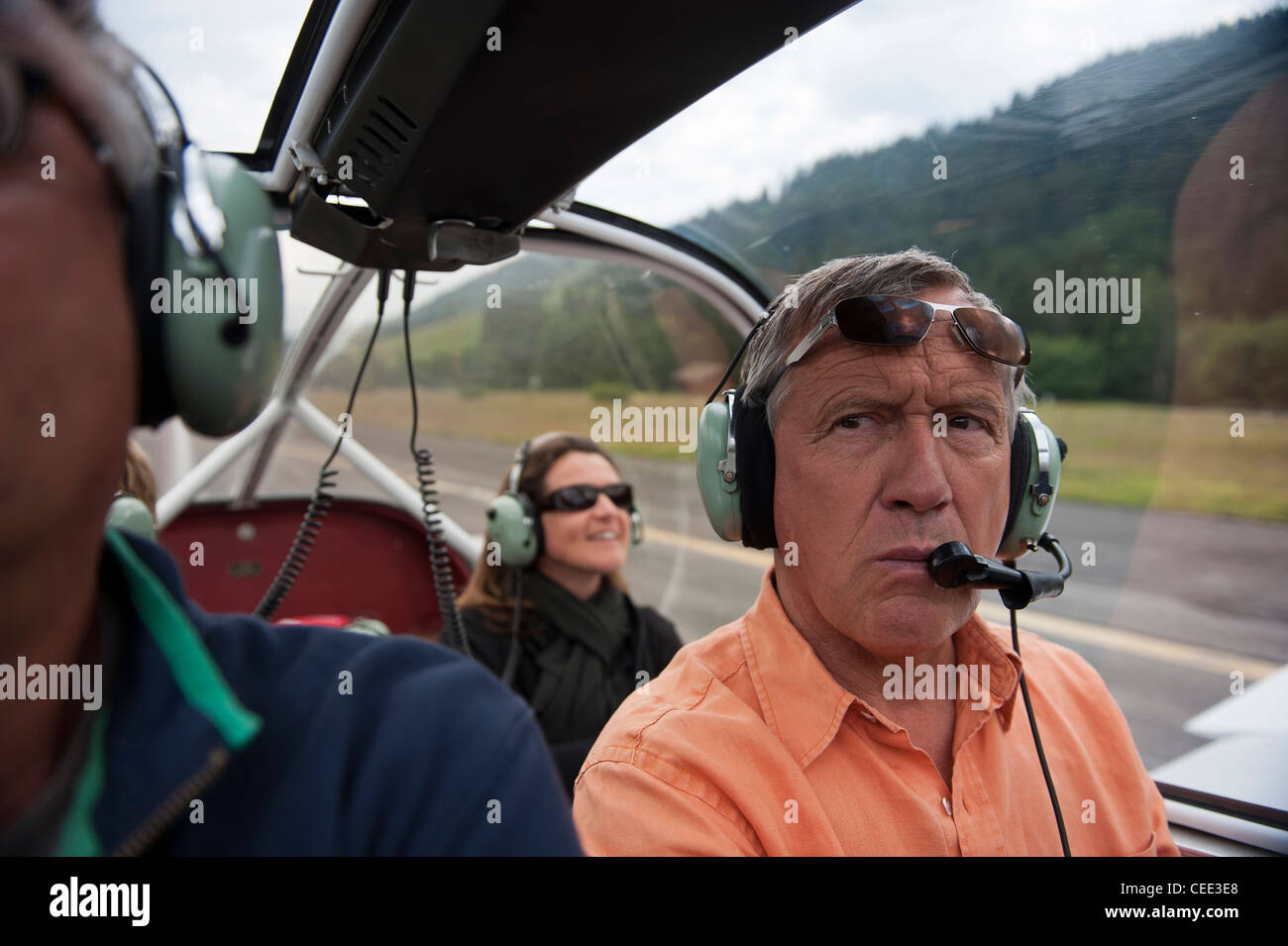 Scenic sightseeing aria volo su Mont Blanc da Megève Megève aeroporto di montagna francese Rodano Alpi. Il sud della Francia. L'Europa. Unione Europea Foto Stock