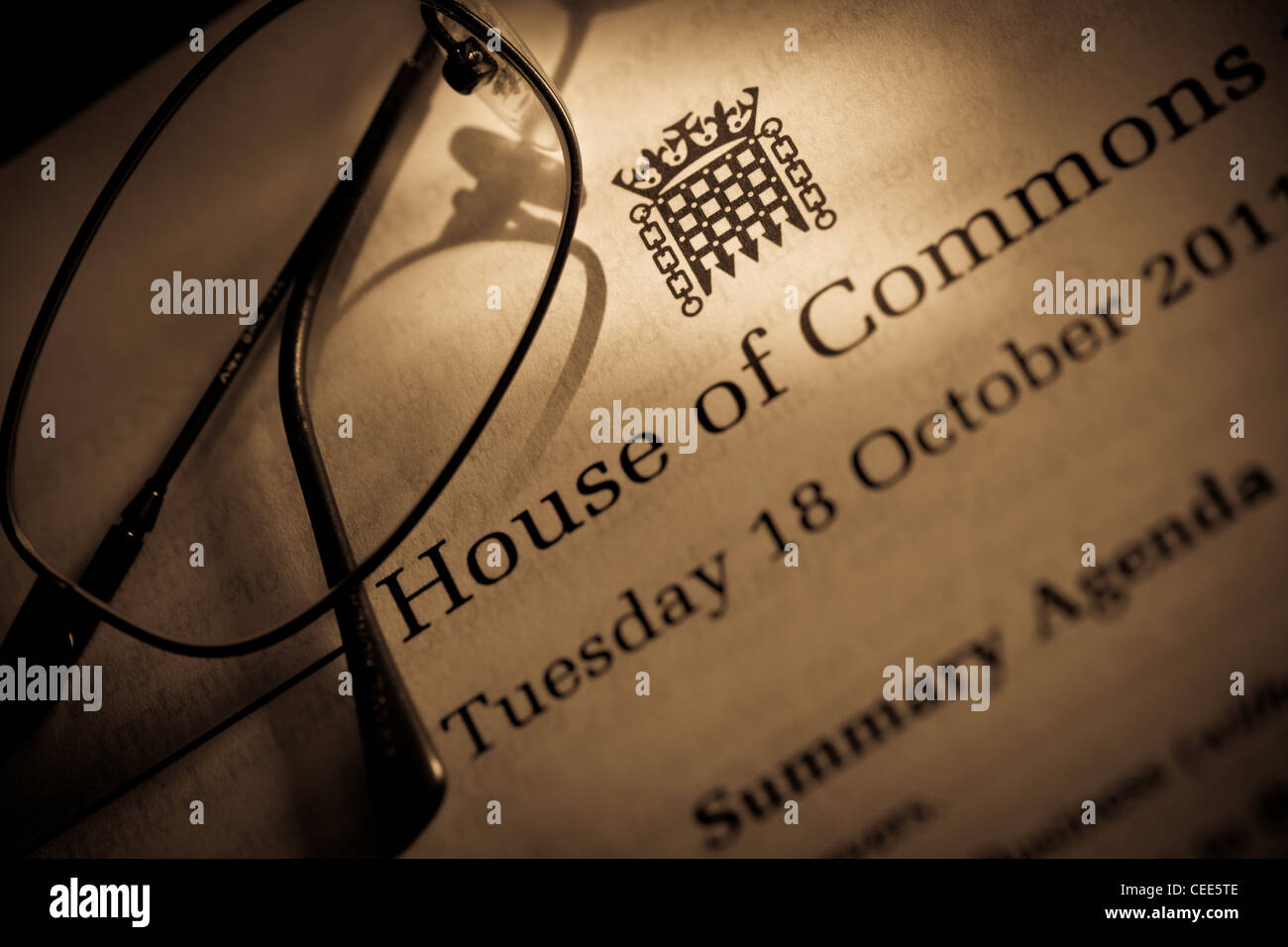 La House of Commons - Ordine di carta Foto Stock