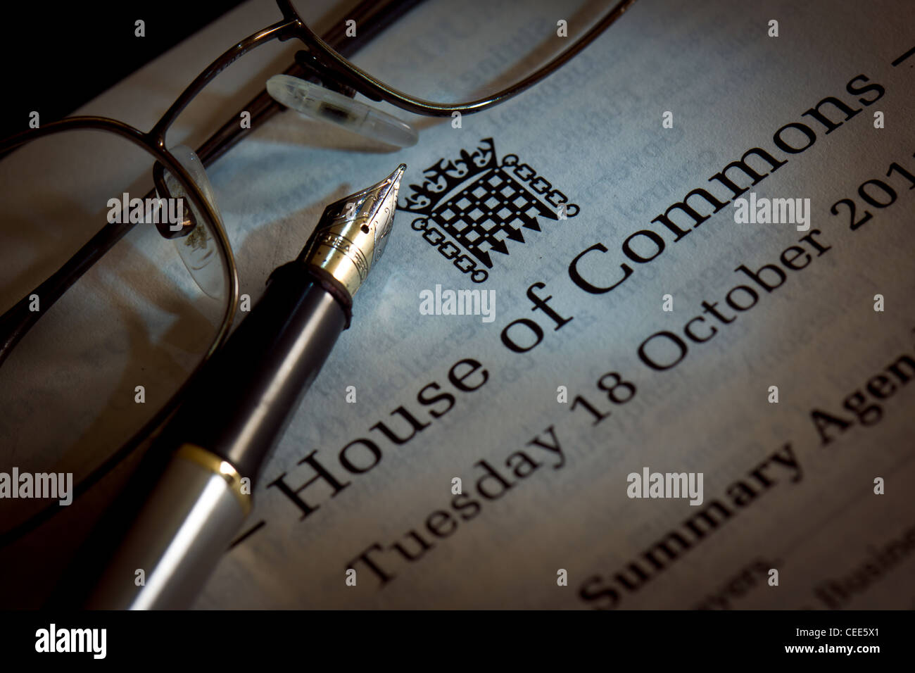 La House of Commons - Ordine di carta Foto Stock