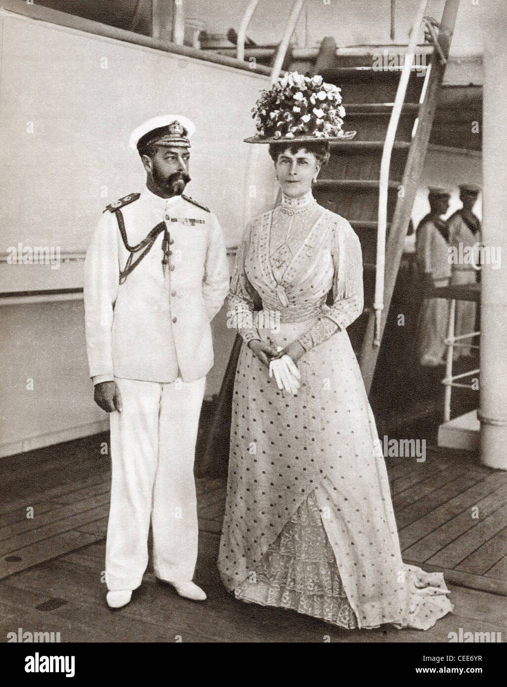 Re Giorgio V e la regina Mary nel 1911 a bordo della Medina per la loro visita in India. Foto Stock