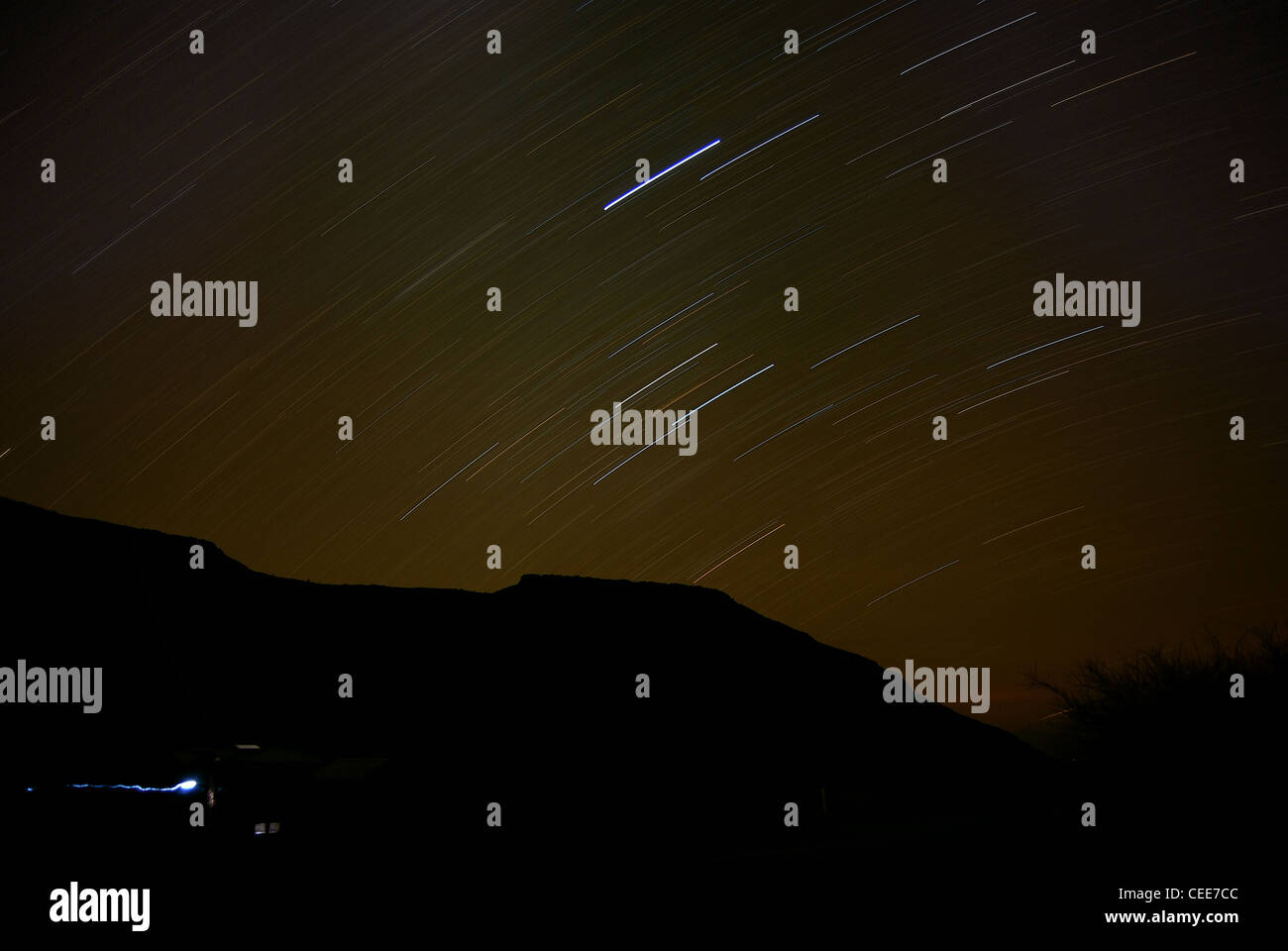 Tracce stellari di notte Foto Stock