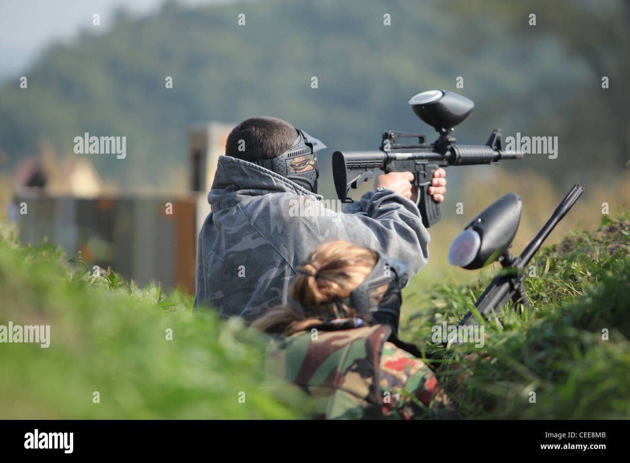 Il paintball,l'adrenalina,sport,gioco,l'hobby,azione Foto Stock