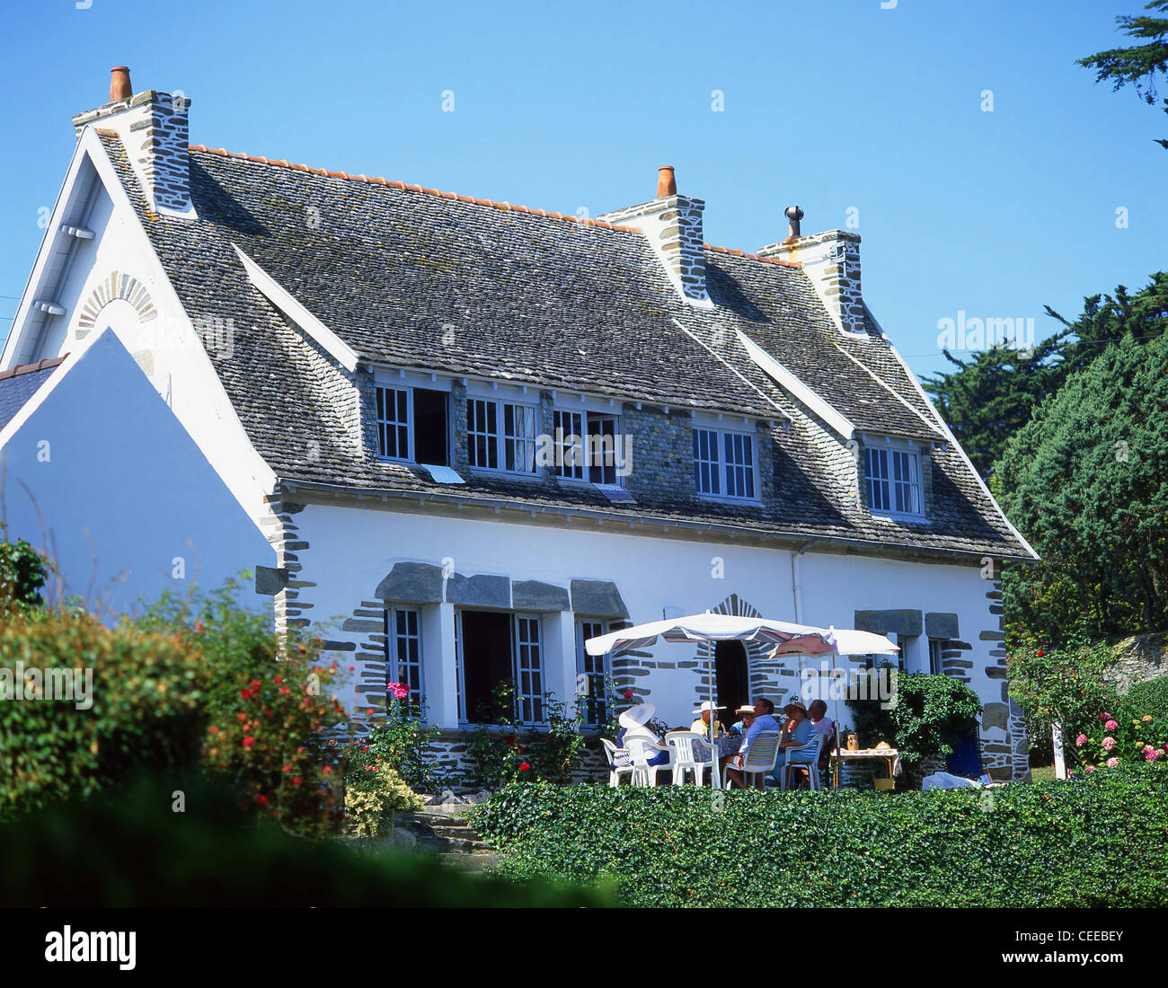 Villa francese, Perros-Guirec, Côtes-d'Armor Bretagna, Francia Foto Stock