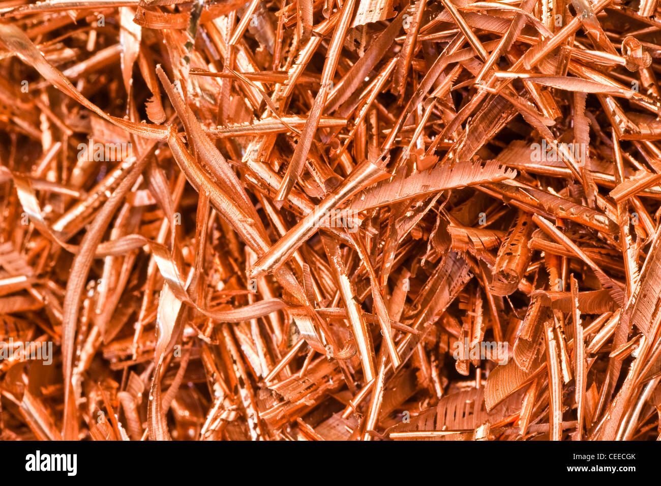 Immagine astratta di rame sfridi di lavorazione Foto Stock