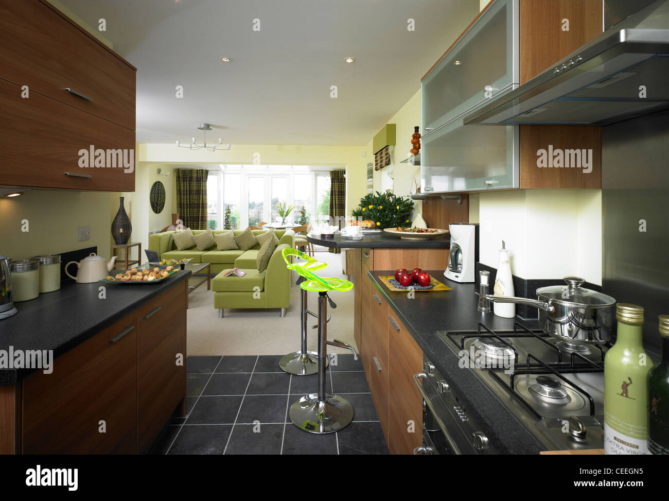 Vista dalla cucina. Foto Stock