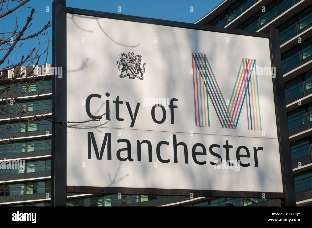 Città di Manchester segno Foto Stock