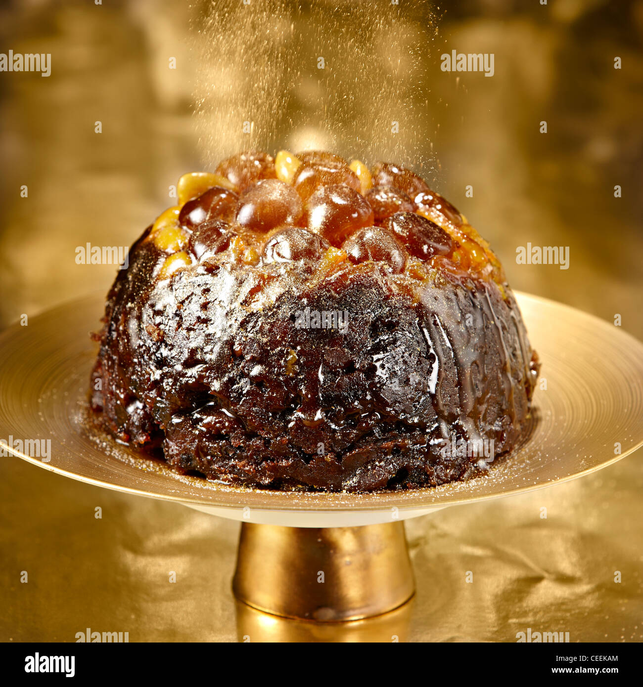 M&S polvere d oro Xmas pudding Foto Stock