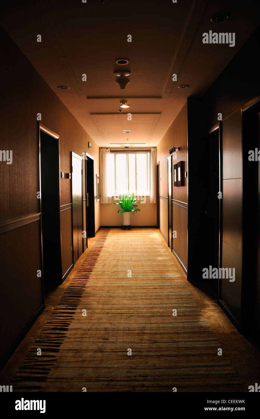 corridoio dell'Hotel Foto Stock