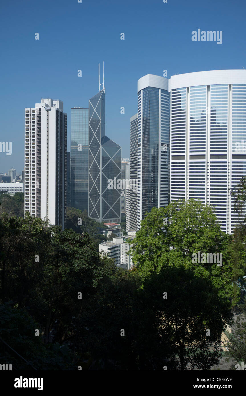 Dh CENTRAL HONG KONG CINA bank e il Pacific Place grattacielo edifici Foto Stock