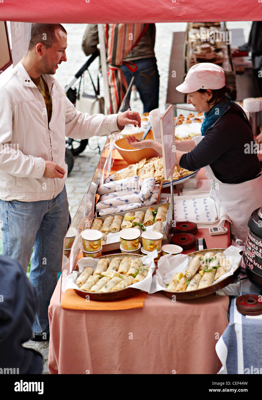 Stallo alimentare Richmond farmers market Foto Stock