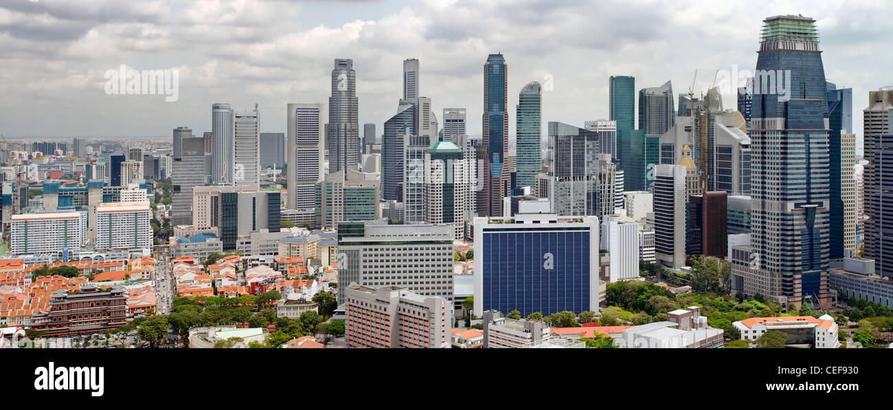 Paesaggio urbano Singapore con il quartiere centrale degli affari e a Chinatown vista Panorama Foto Stock