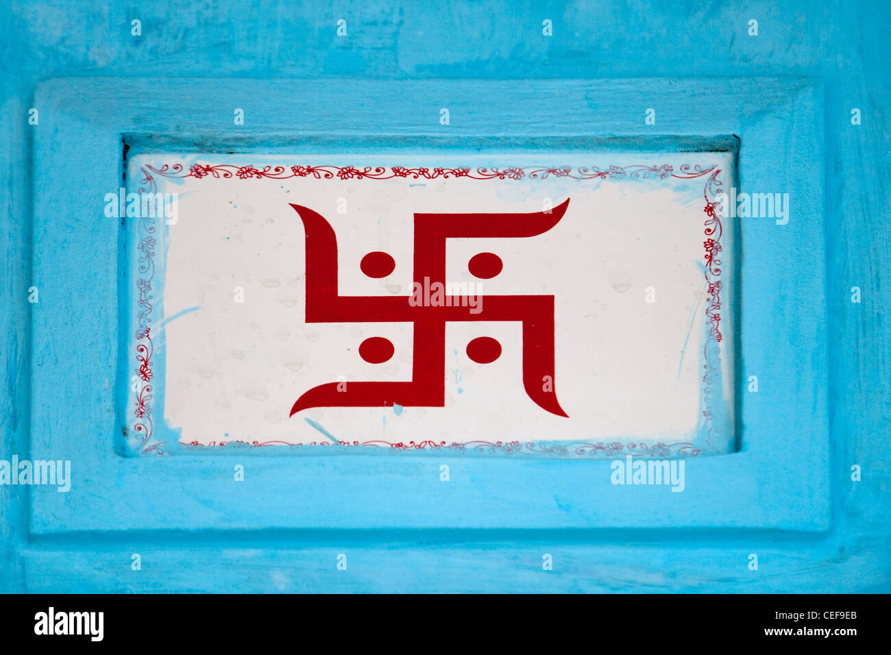 Simbolo indù, svastica, Varanasi, India Foto Stock