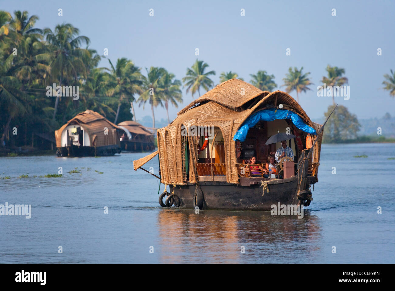 Houseboat sulle lagune del Kerala, India Foto Stock