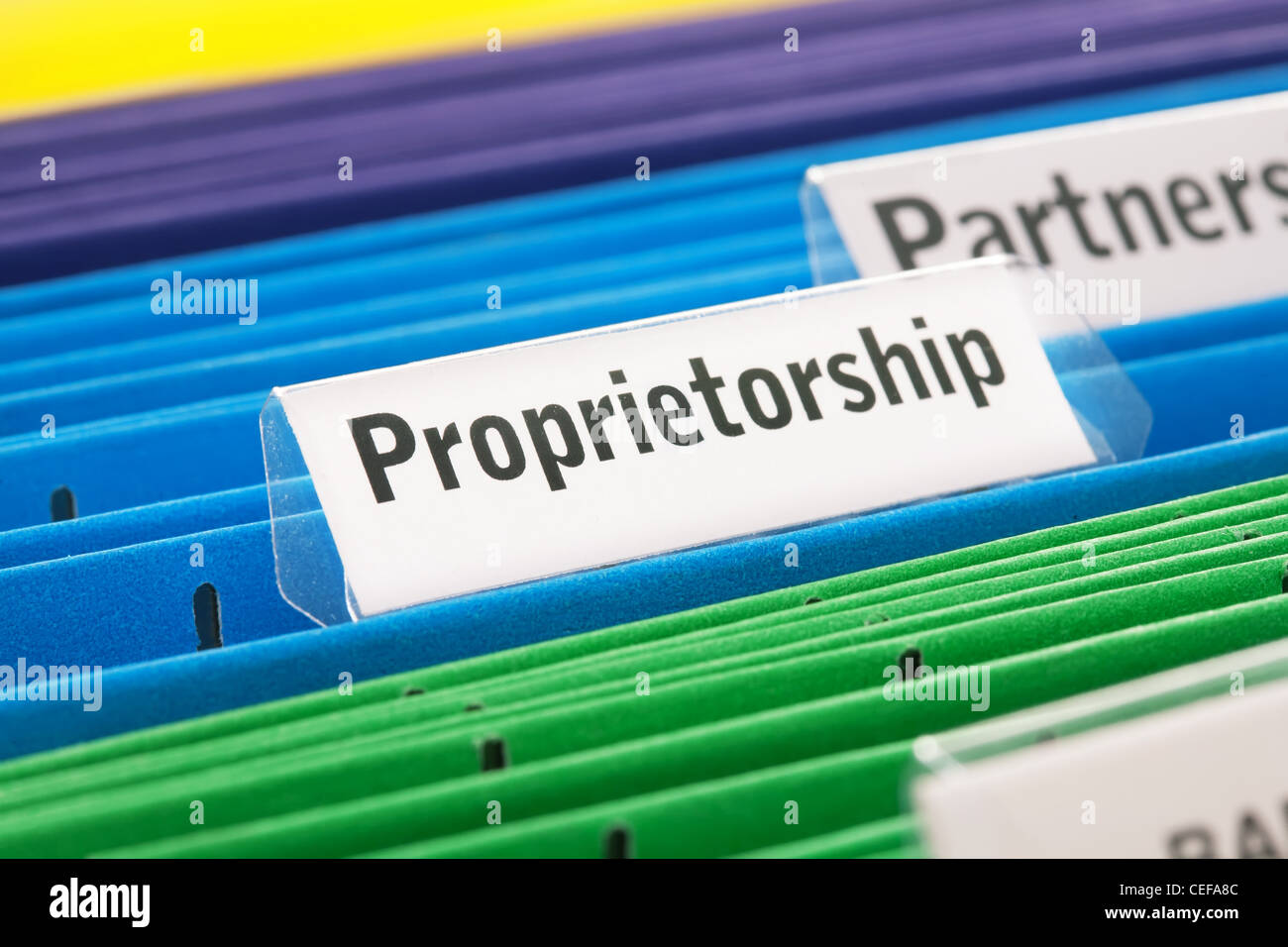 La proprietarietã tipo di entità aziendale archiviato in una cartella Foto Stock