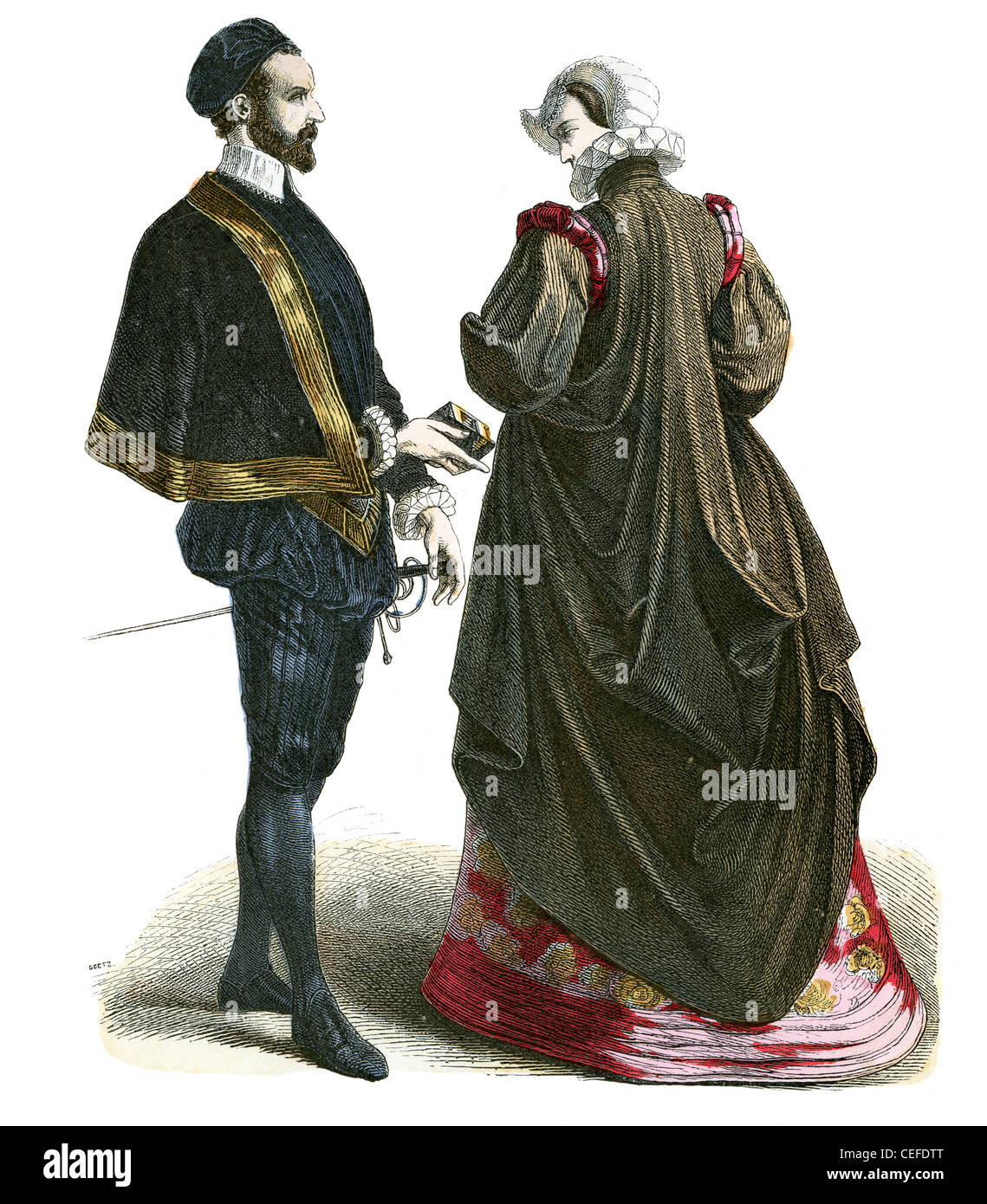 Un nobile giovane in costume di corte della metà del XVI secolo Foto Stock