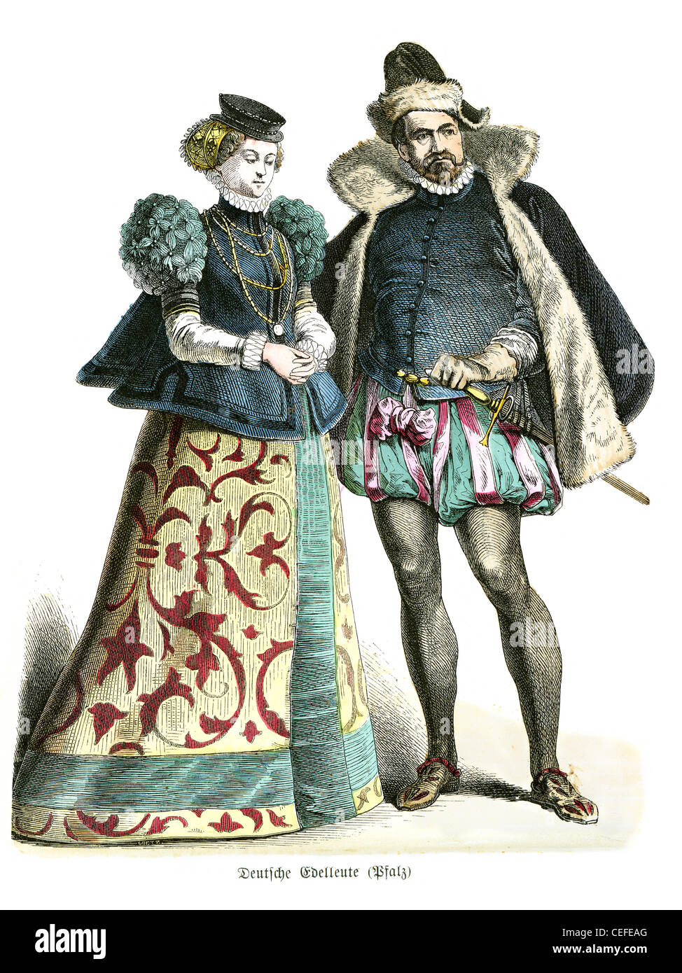Un nobile tedesco l uomo e la donna nella moda del tardo XVI secolo Foto Stock