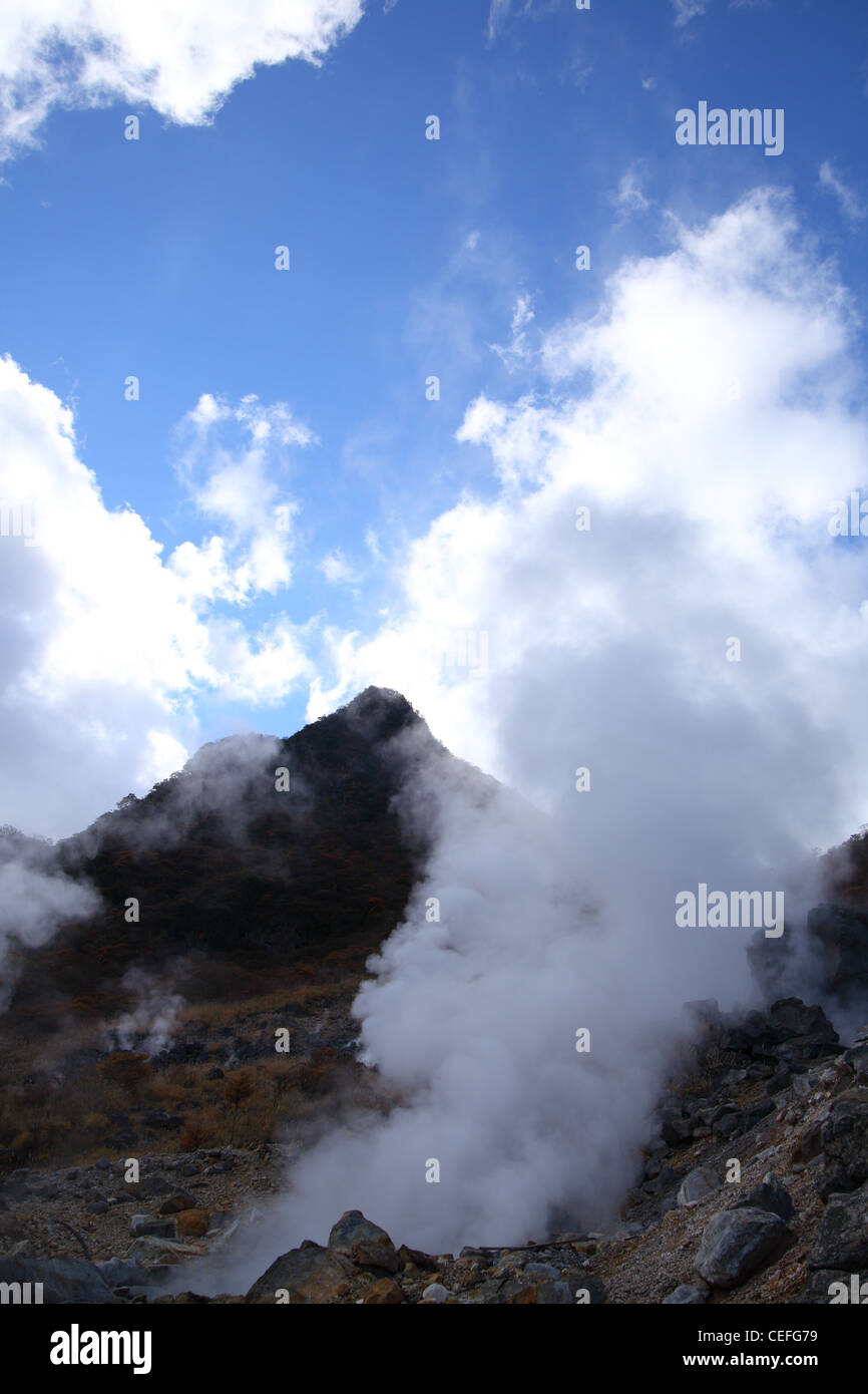 Le bocchette di zolfo di Owakudani, Hakone, Giappone Foto Stock