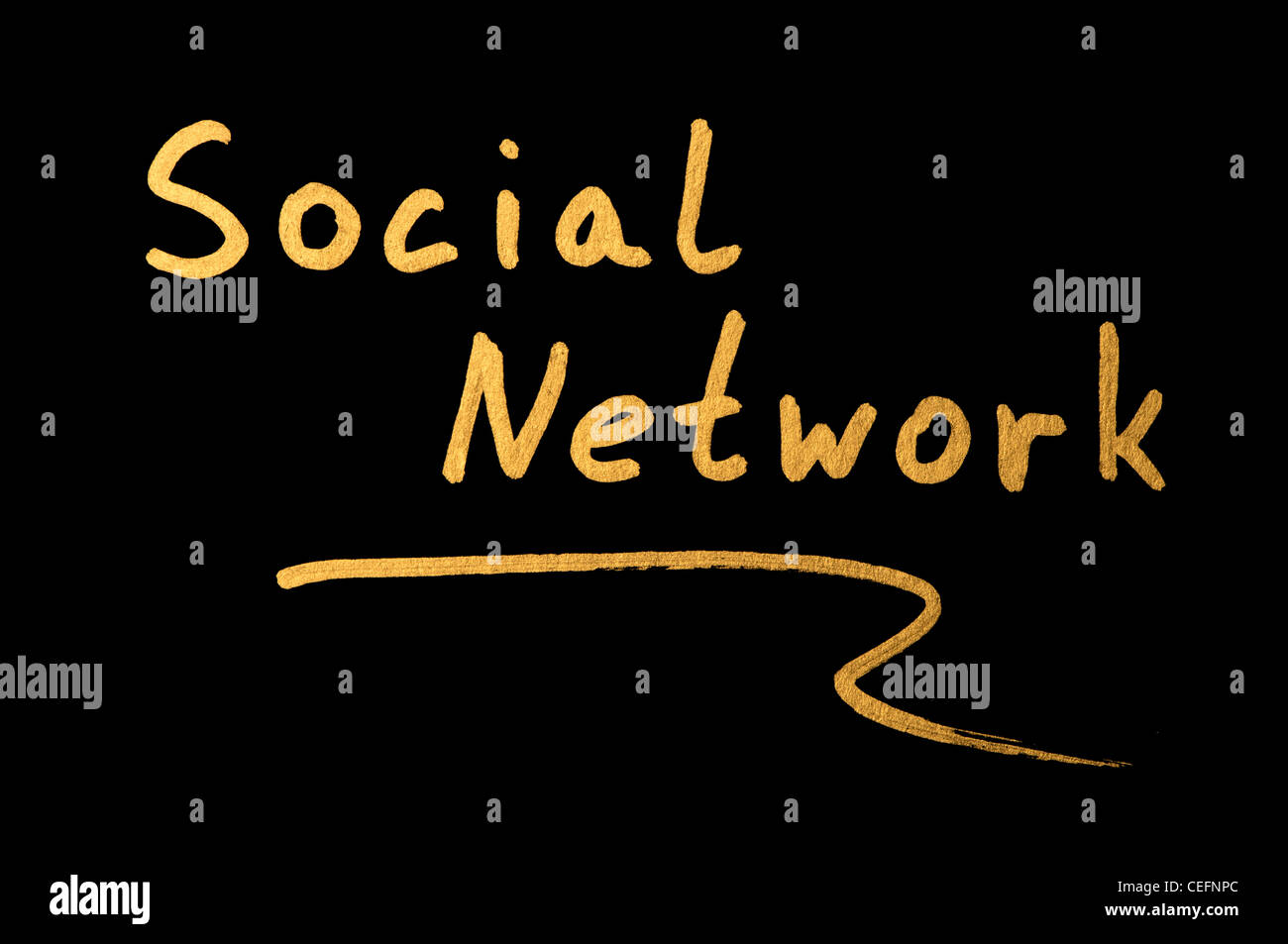 La frase Social network su nero Foto Stock