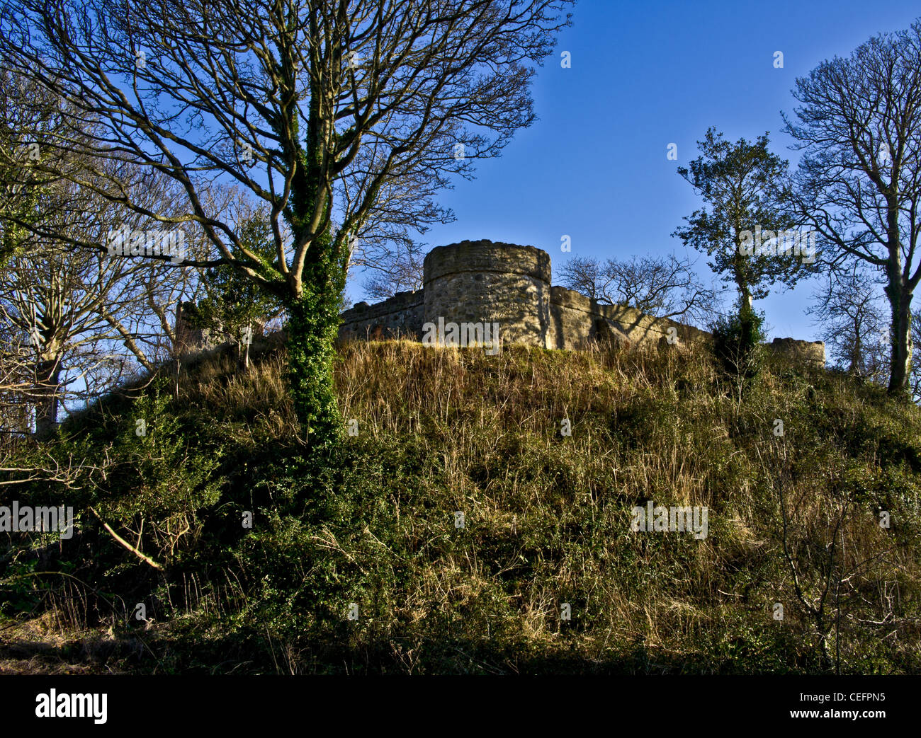 Il castello di Aberlleiniog, llangoed, Anglesey. Recentemente restaurato, vi è stato un forte su questo sito sin dal periodo normanno Foto Stock
