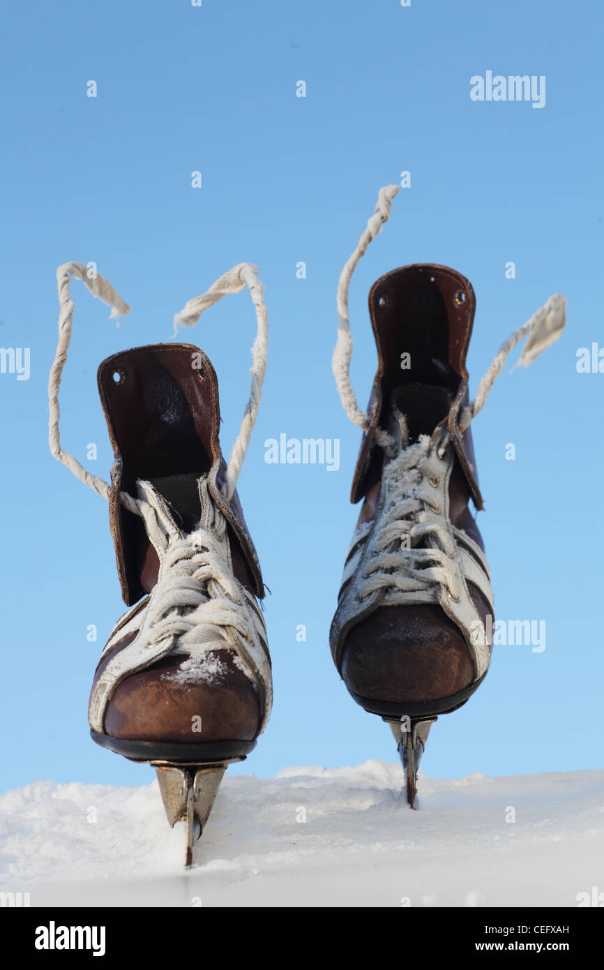 Vintage coppia di mens pattini sul ghiaccio Foto Stock