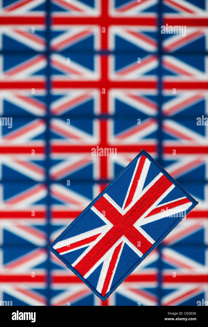 Union Jack flag patch ricamato pattern Foto Stock