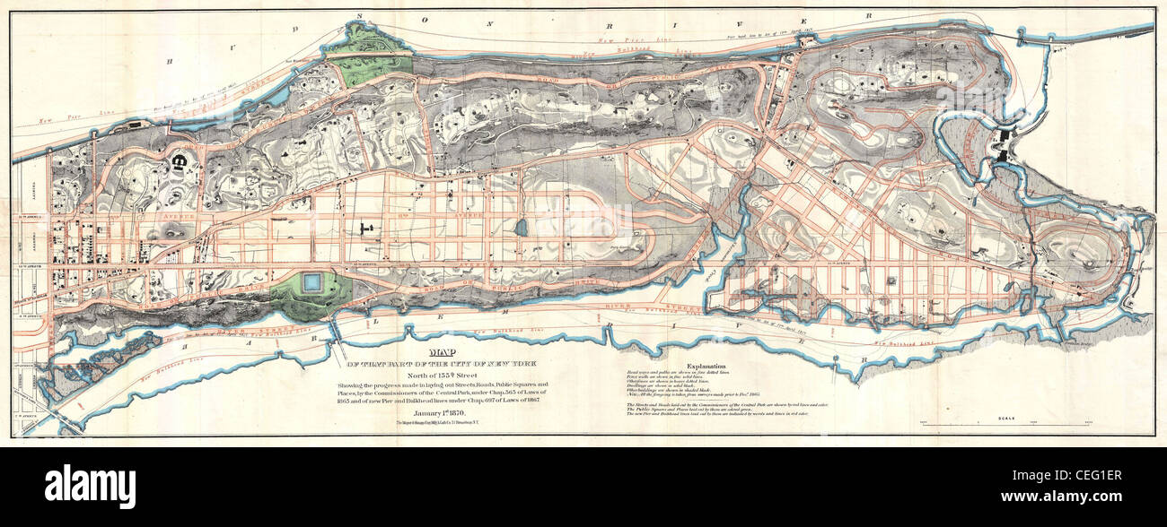 1870 Knapp mappa del Nord Manhattan ( New York City ): Harlem, Washington Heights, Inwood Foto Stock