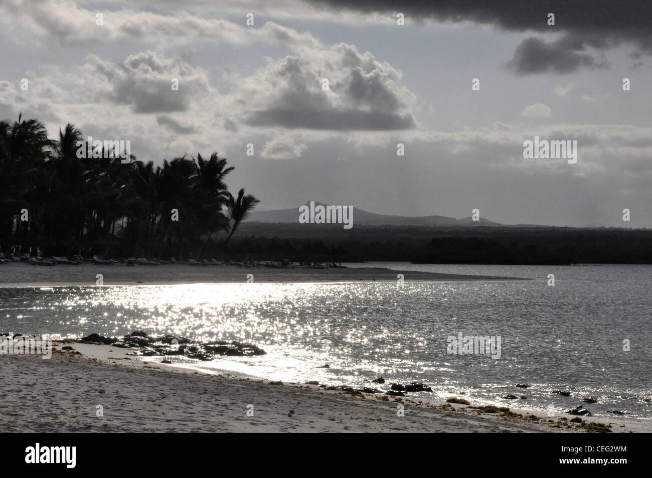 La spiaggia e il mare Effetto chiaro di luna sub tropicale esotico romantico Foto Stock