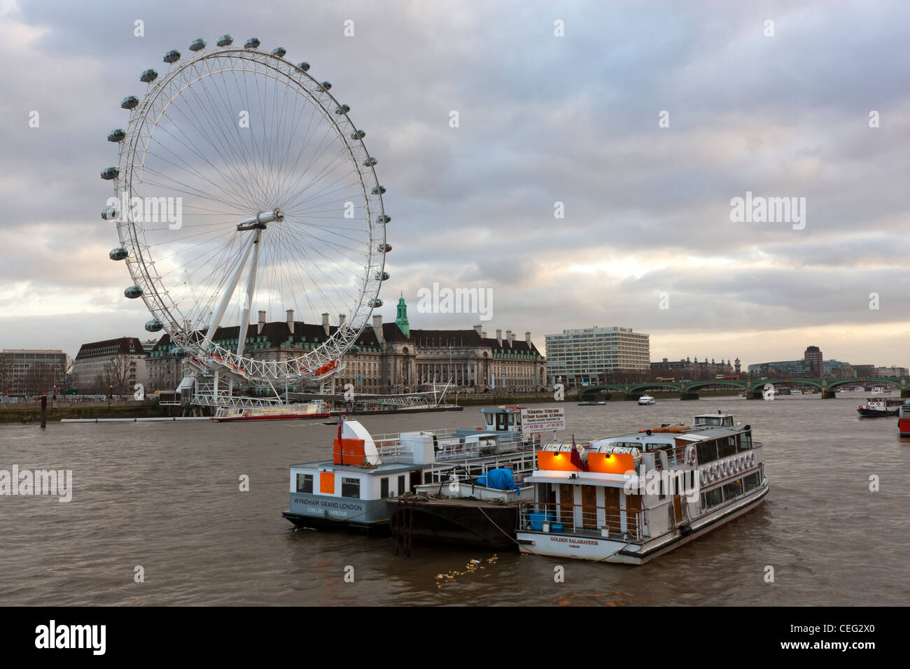 London Eye, London, England, Regno Unito, Europa Foto Stock