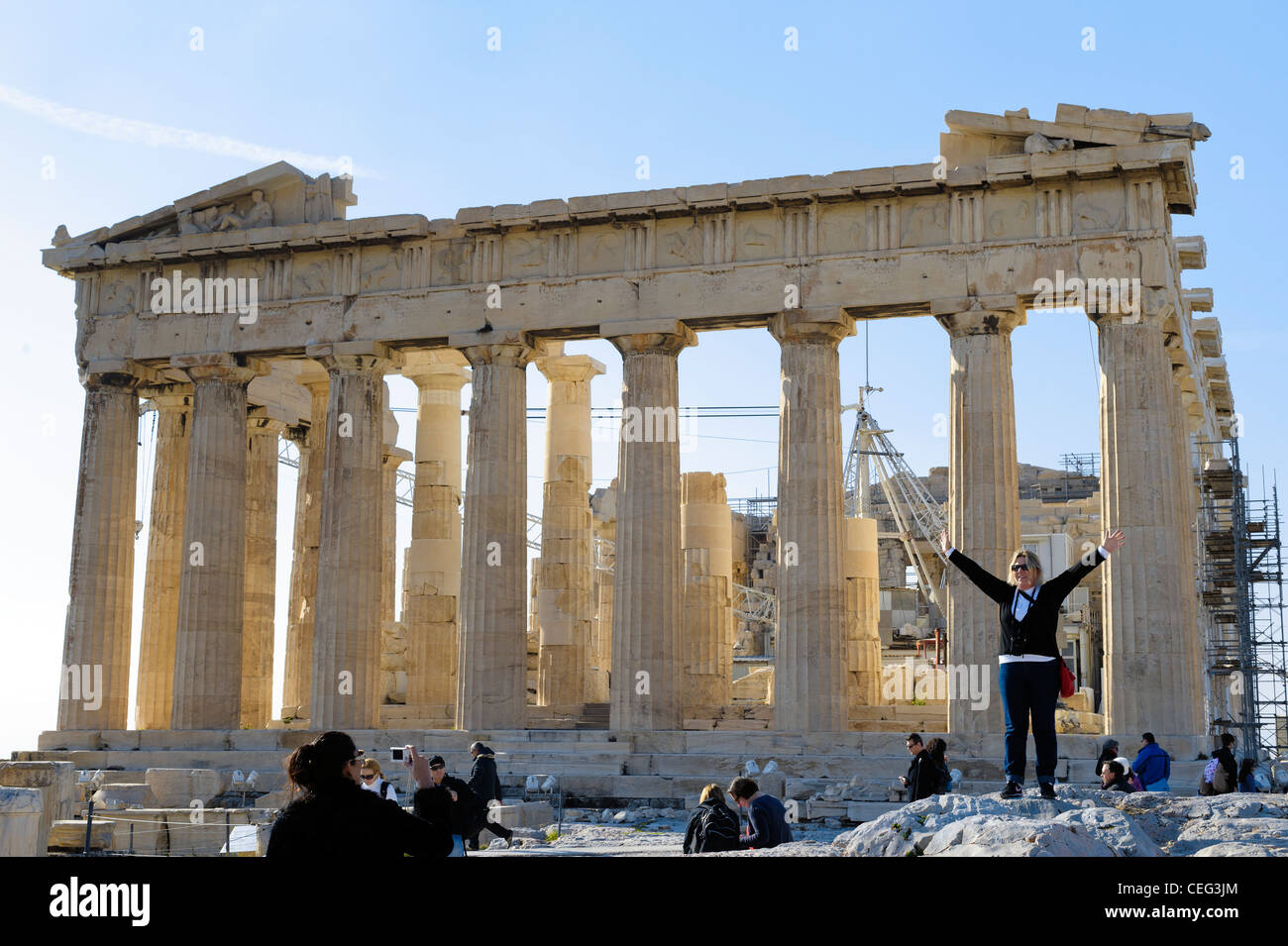 Il Partenone tempio, l'Acropoli di Atene, Grecia, Europa Foto Stock