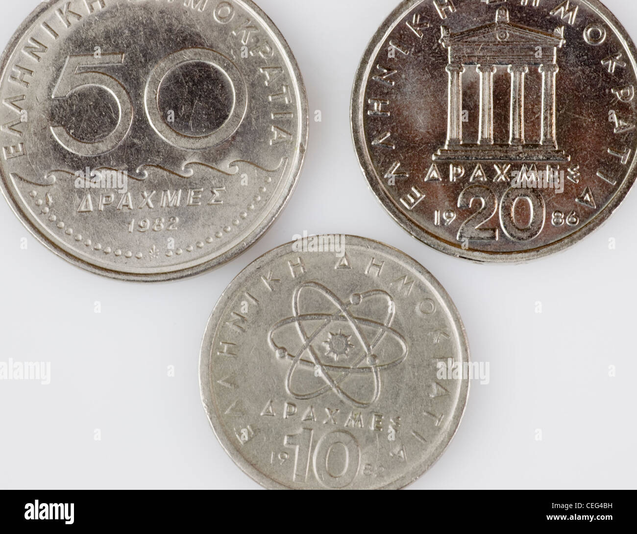 Dracma, ex greca delle monete in valuta Foto Stock