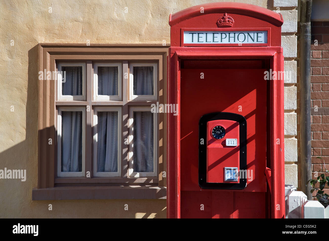 Epcot UK cabina telefonica, Disney, Orlando, Florida, Stati Uniti d'America Foto Stock