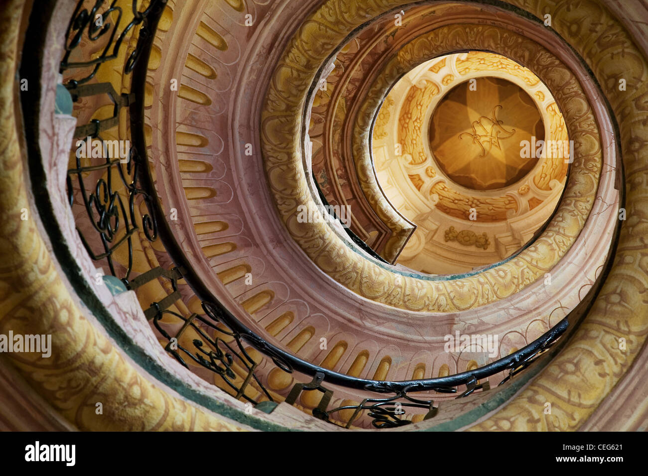 L'Abbazia di Melk biblioteca, Austria - scala a spirale Foto Stock