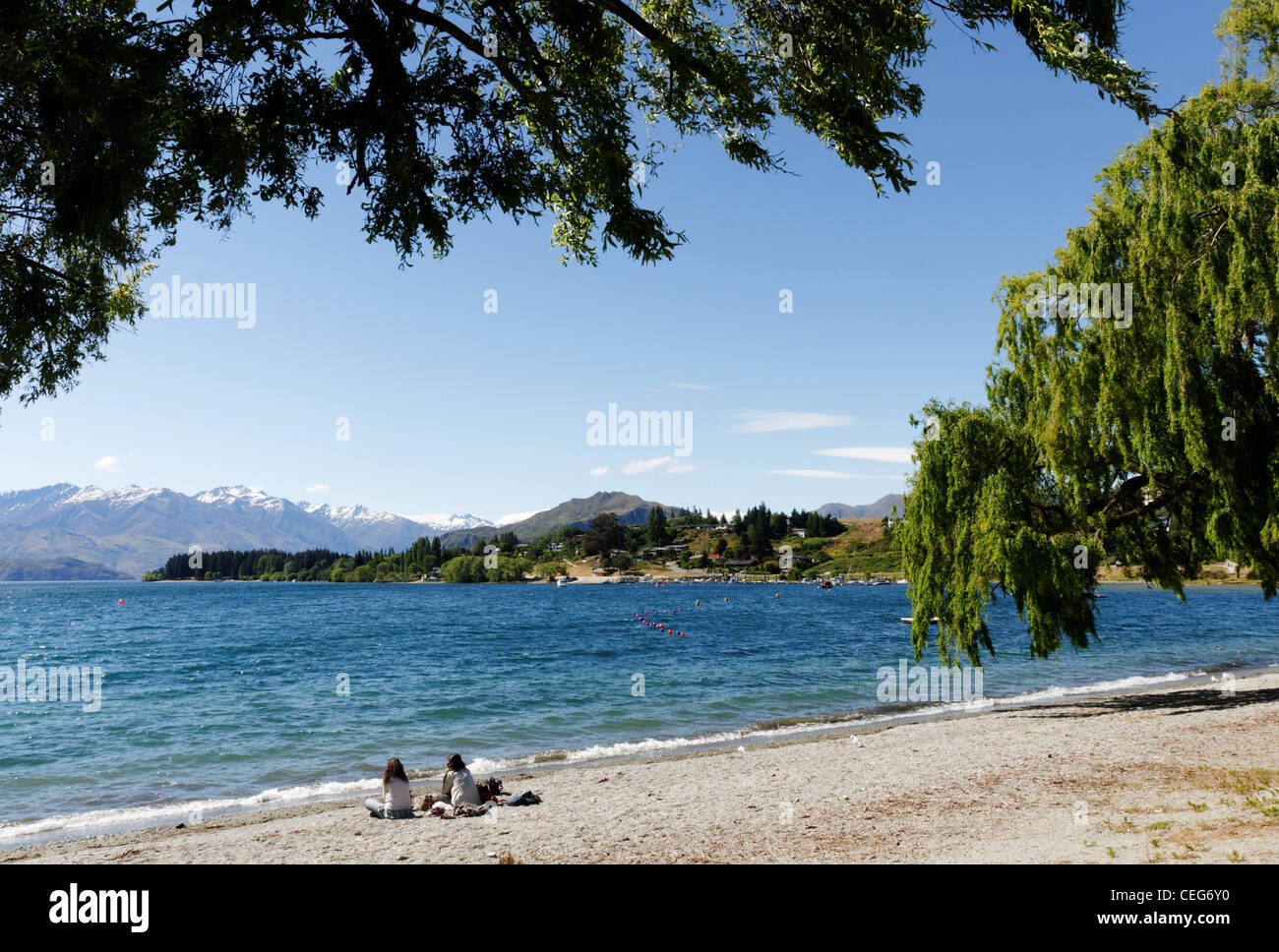 Il lago Wanaka Beach, Wanaka Nuova Zelanda Foto Stock