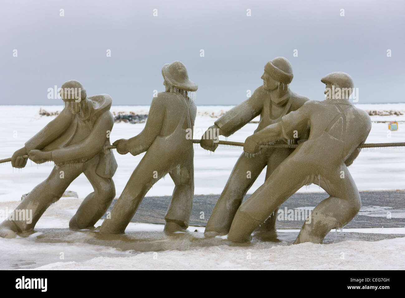 Statua in bronzo, Iles de la Madeleine, Canada Foto Stock