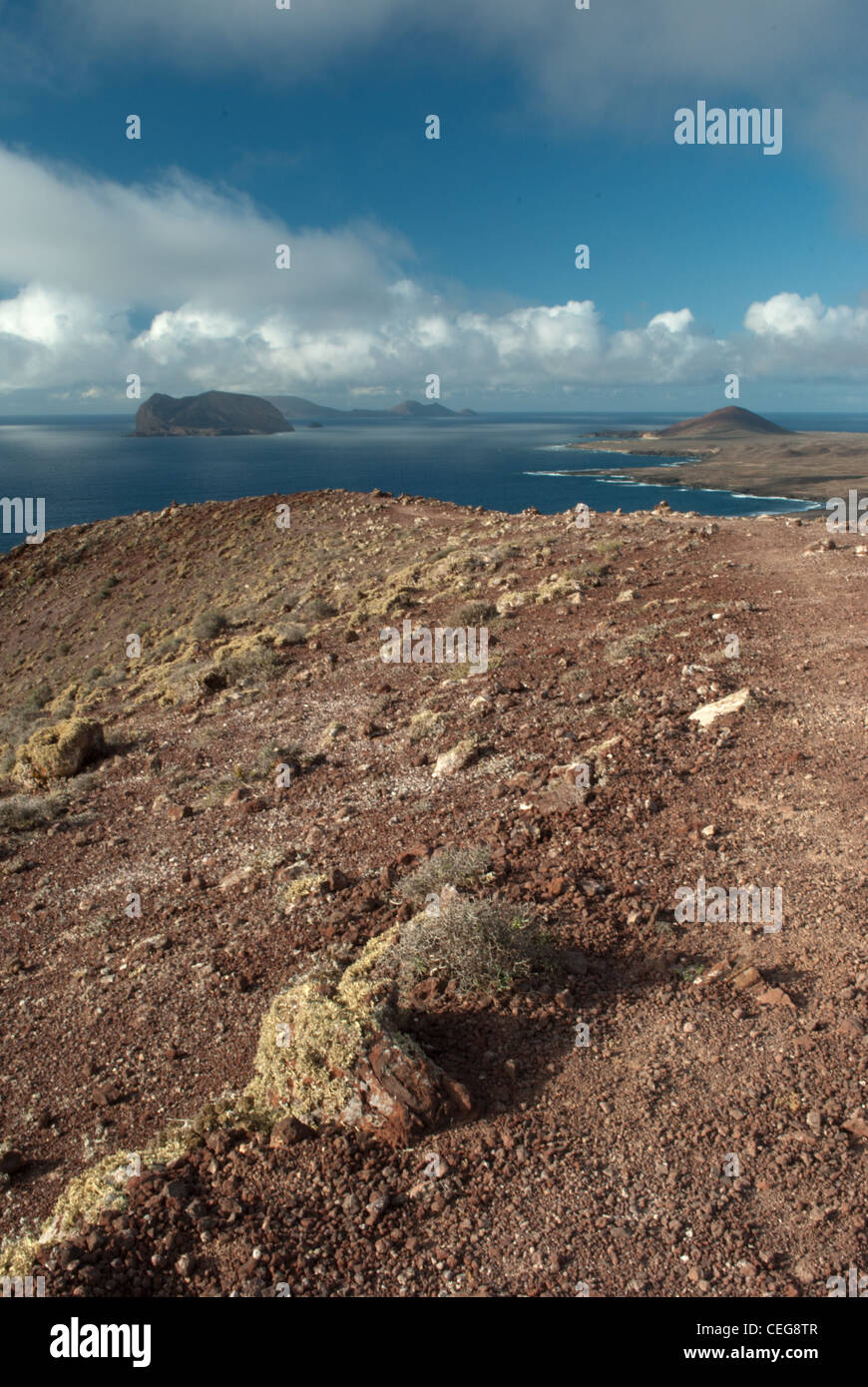 Vista dal Montana Amarilla sull isola di Graciosa all'Arcipelago Chinijo Foto Stock