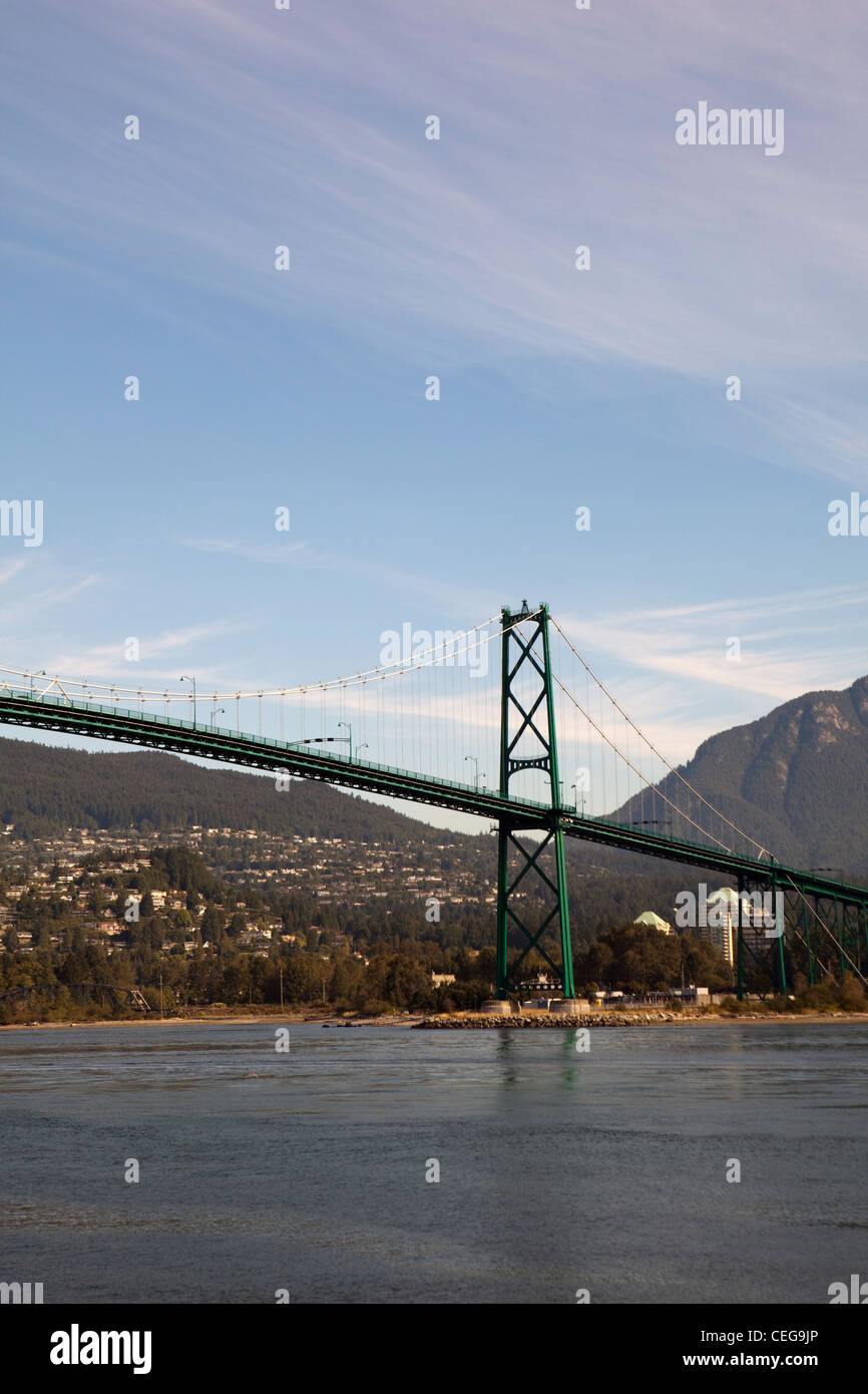 Una vista del Ponte Lions Gate a Vancouver in Canada Foto Stock