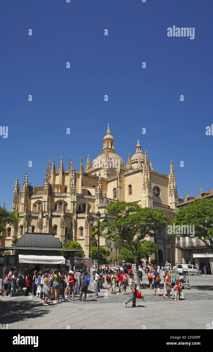 Cattedrale di Segovia, la Plaza Mayor di Segovia, Spagna Foto Stock