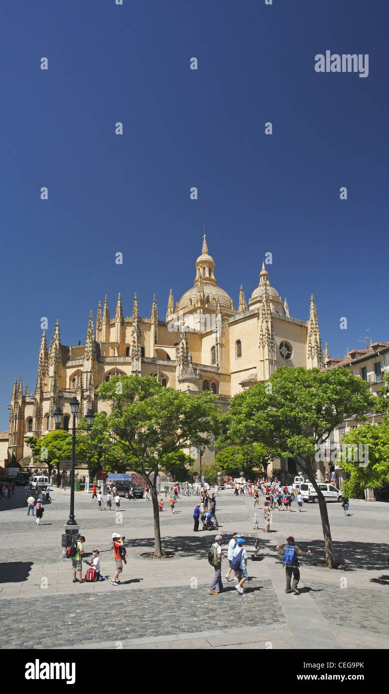 Cattedrale di Segovia, la Plaza Mayor di Segovia, Spagna Foto Stock