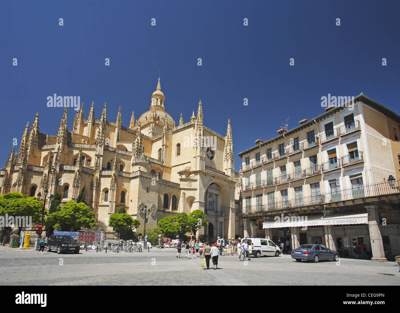 Cattedrale di Segovia, la Plaza Mayor di Segovia, Spagna Foto Stock