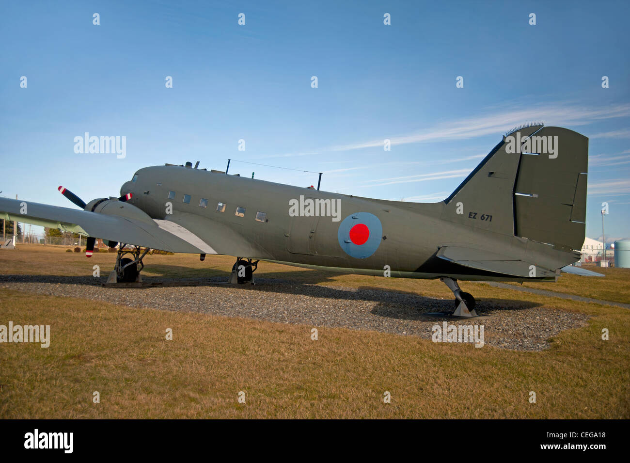 Douglas DC3 Dakota del Royal Canadian Air Force, Comox aria Museo di base. Isola di Vancouver, BC. In Canada. SCO 7988 Foto Stock