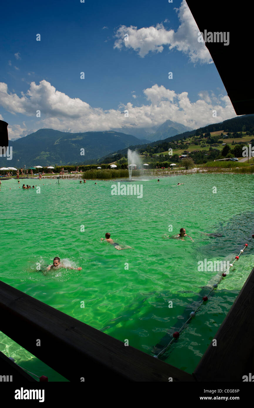 Ecologico lago di montagna a Combloux Rodano Alpi. Francia Foto Stock